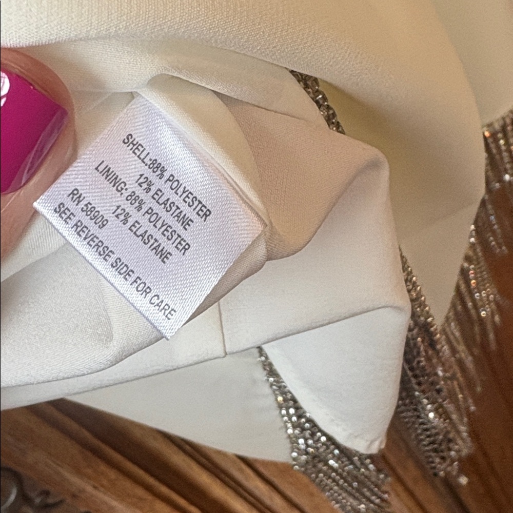 NWT Gianni Bini Sage Rhinestone Fringe Crew Neck Long Sleeve Crepe Dress - Picture 13 of 16